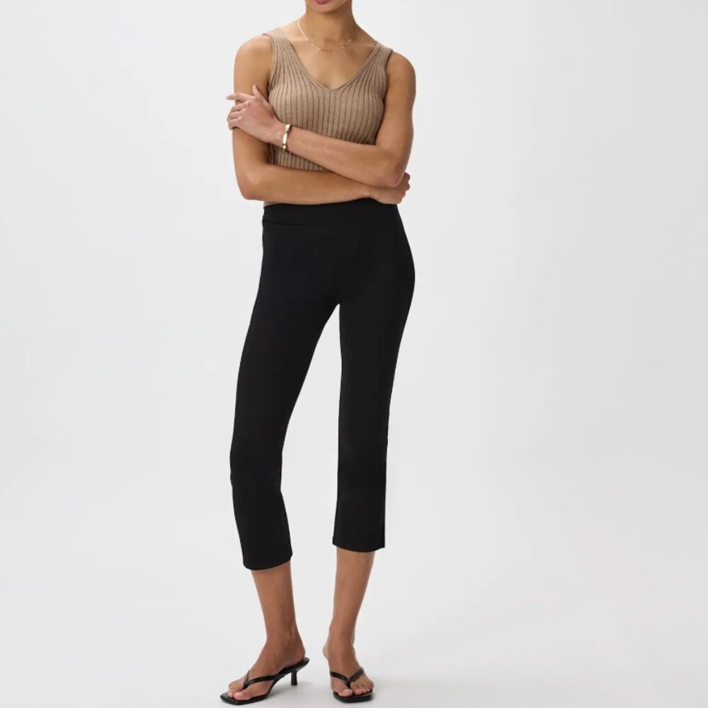 Quince Ultra-Stretch Ponte Kick Flare Pants in Black- S